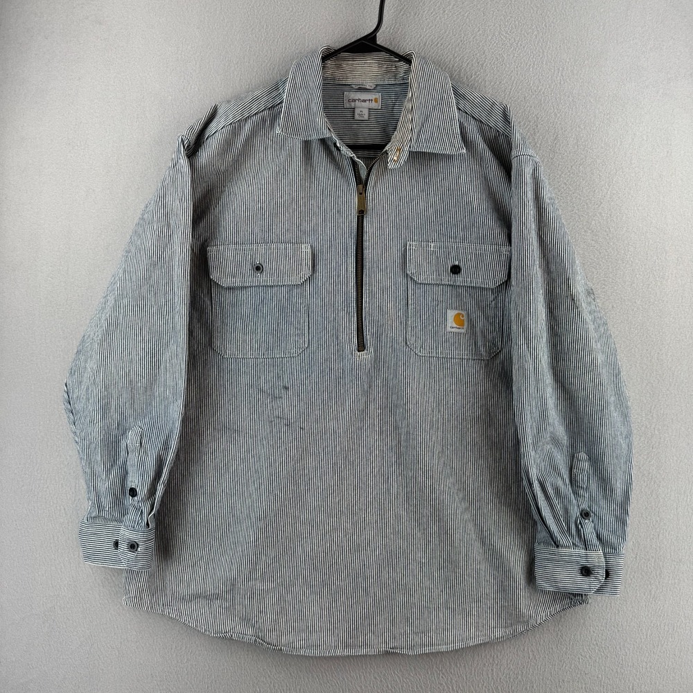Carhartt Hickory Stripe Work Shirt Mens XL Original Fit VTG Y2K Pullover Cotton